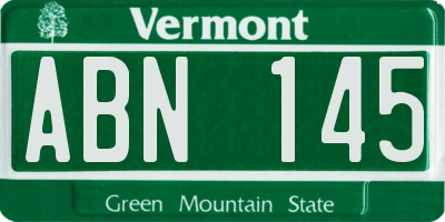 VT license plate ABN145