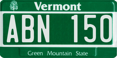 VT license plate ABN150