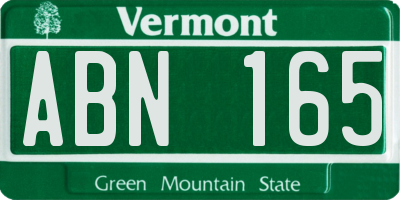 VT license plate ABN165