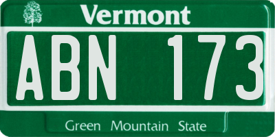 VT license plate ABN173