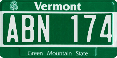 VT license plate ABN174