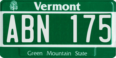 VT license plate ABN175