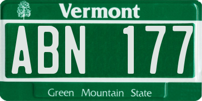 VT license plate ABN177