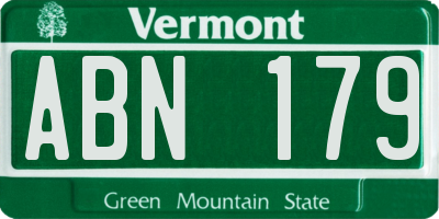 VT license plate ABN179