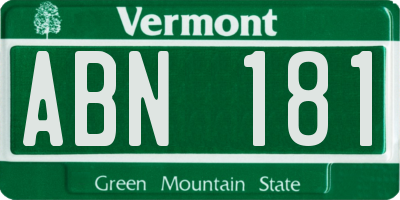 VT license plate ABN181