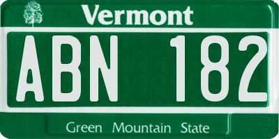 VT license plate ABN182