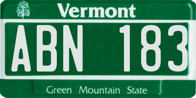 VT license plate ABN183