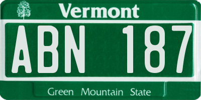 VT license plate ABN187