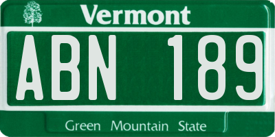 VT license plate ABN189