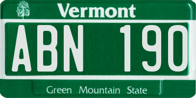 VT license plate ABN190