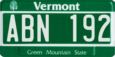 VT license plate ABN192