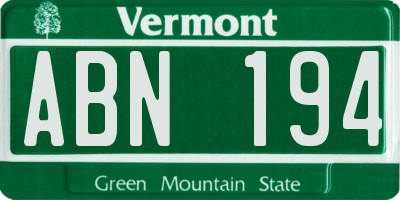 VT license plate ABN194