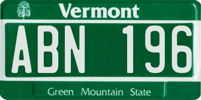 VT license plate ABN196