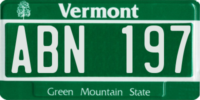 VT license plate ABN197