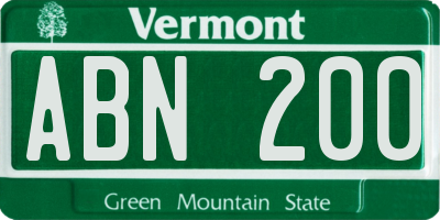 VT license plate ABN200