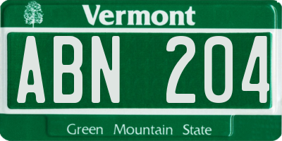 VT license plate ABN204