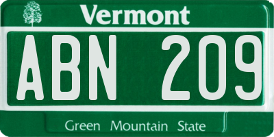 VT license plate ABN209