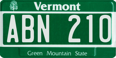 VT license plate ABN210