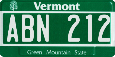 VT license plate ABN212