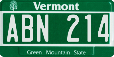 VT license plate ABN214