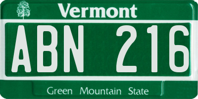 VT license plate ABN216