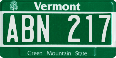 VT license plate ABN217