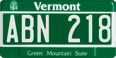 VT license plate ABN218