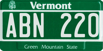 VT license plate ABN220