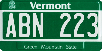 VT license plate ABN223