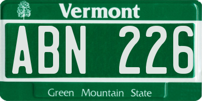 VT license plate ABN226