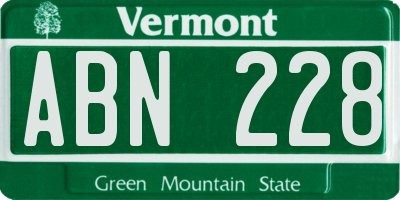 VT license plate ABN228