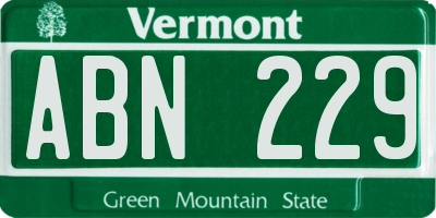 VT license plate ABN229