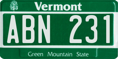 VT license plate ABN231