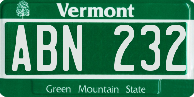 VT license plate ABN232