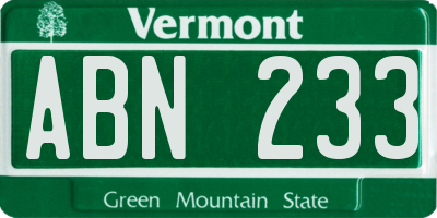 VT license plate ABN233