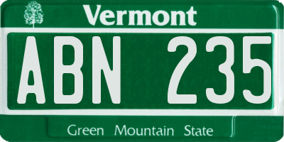 VT license plate ABN235