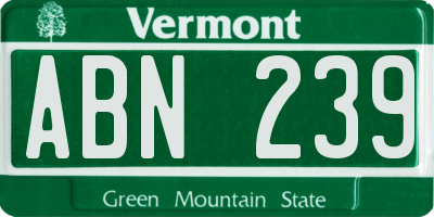 VT license plate ABN239