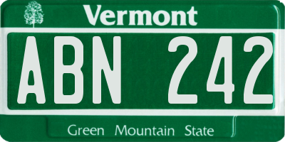 VT license plate ABN242