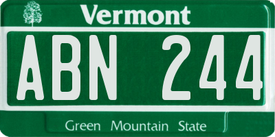 VT license plate ABN244