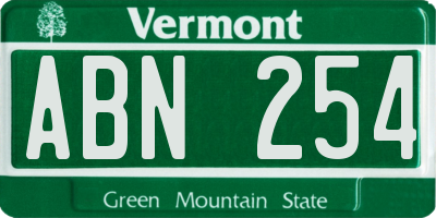 VT license plate ABN254