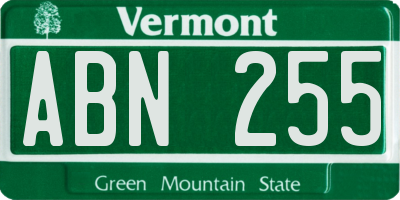 VT license plate ABN255