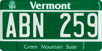 VT license plate ABN259