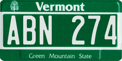 VT license plate ABN274