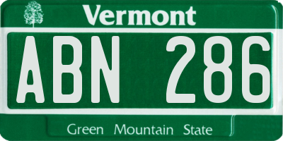 VT license plate ABN286