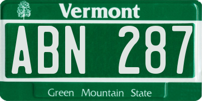 VT license plate ABN287