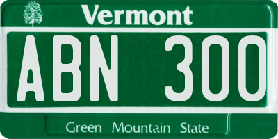 VT license plate ABN300