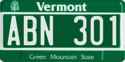 VT license plate ABN301