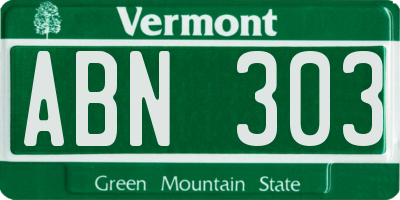 VT license plate ABN303