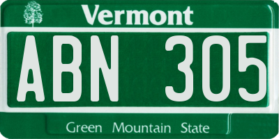 VT license plate ABN305