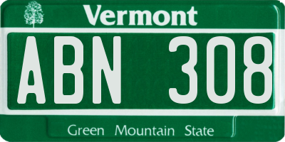 VT license plate ABN308